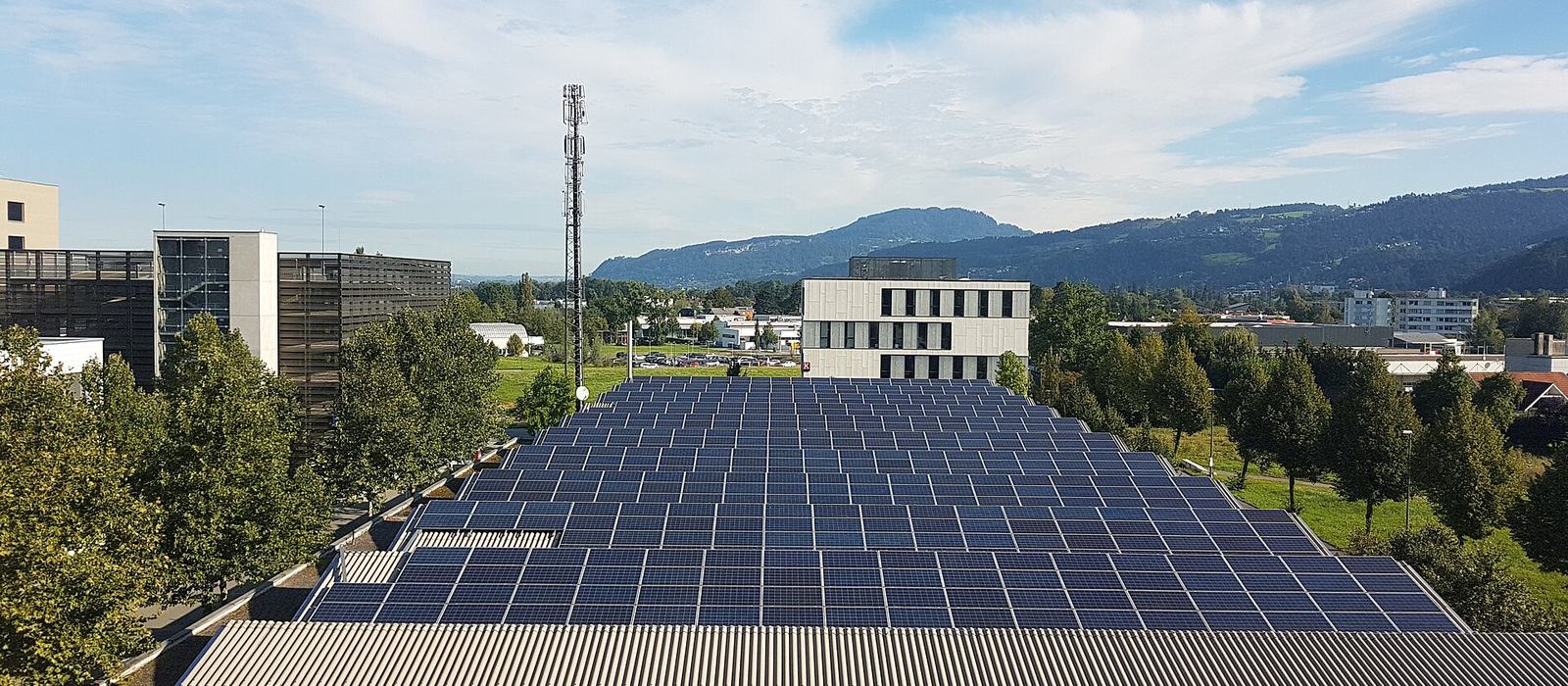 Solar panels installed across a rooftop